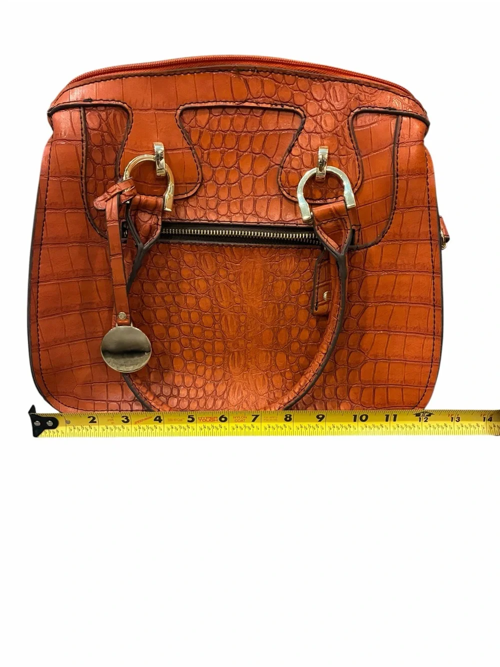 Vintage London Fog Faux Leather Crocodile Embossed Satchel Gold Toned Hardware